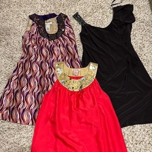 3 EUC size 4 bejeweled dresses (Betsy & Adam, Laundry, Lu Lu Lame)